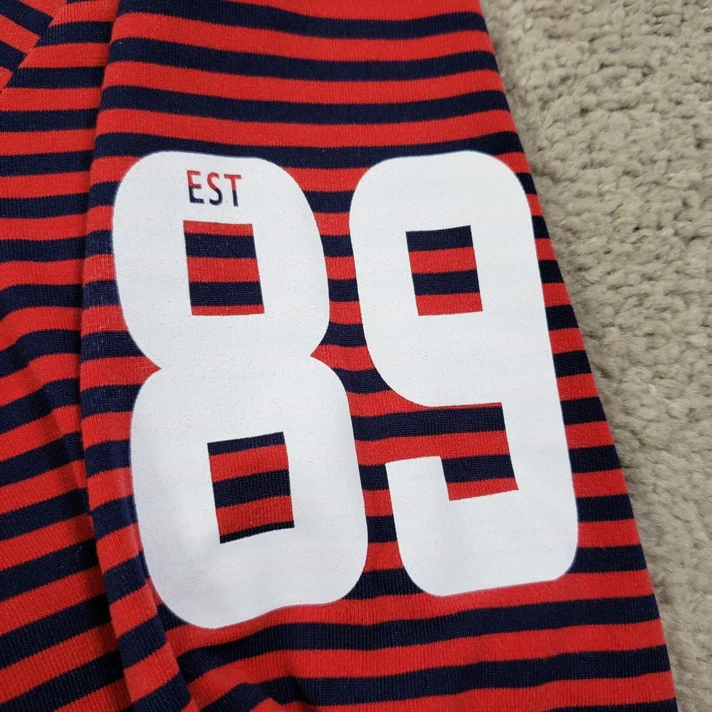 Pearly Gates Shirt Men 6 2XL Red Navy Stripe Mock Rugby Anime Stretch Cutsew - Picture 5 of 14
